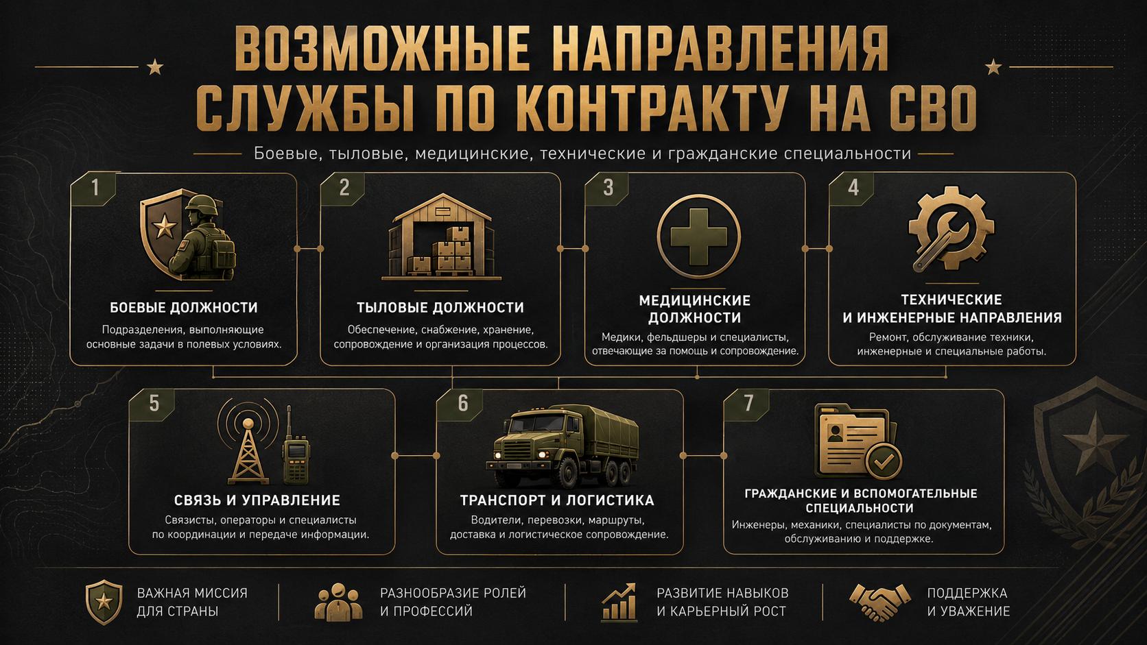 Возможные направления службы по контракту на СВО