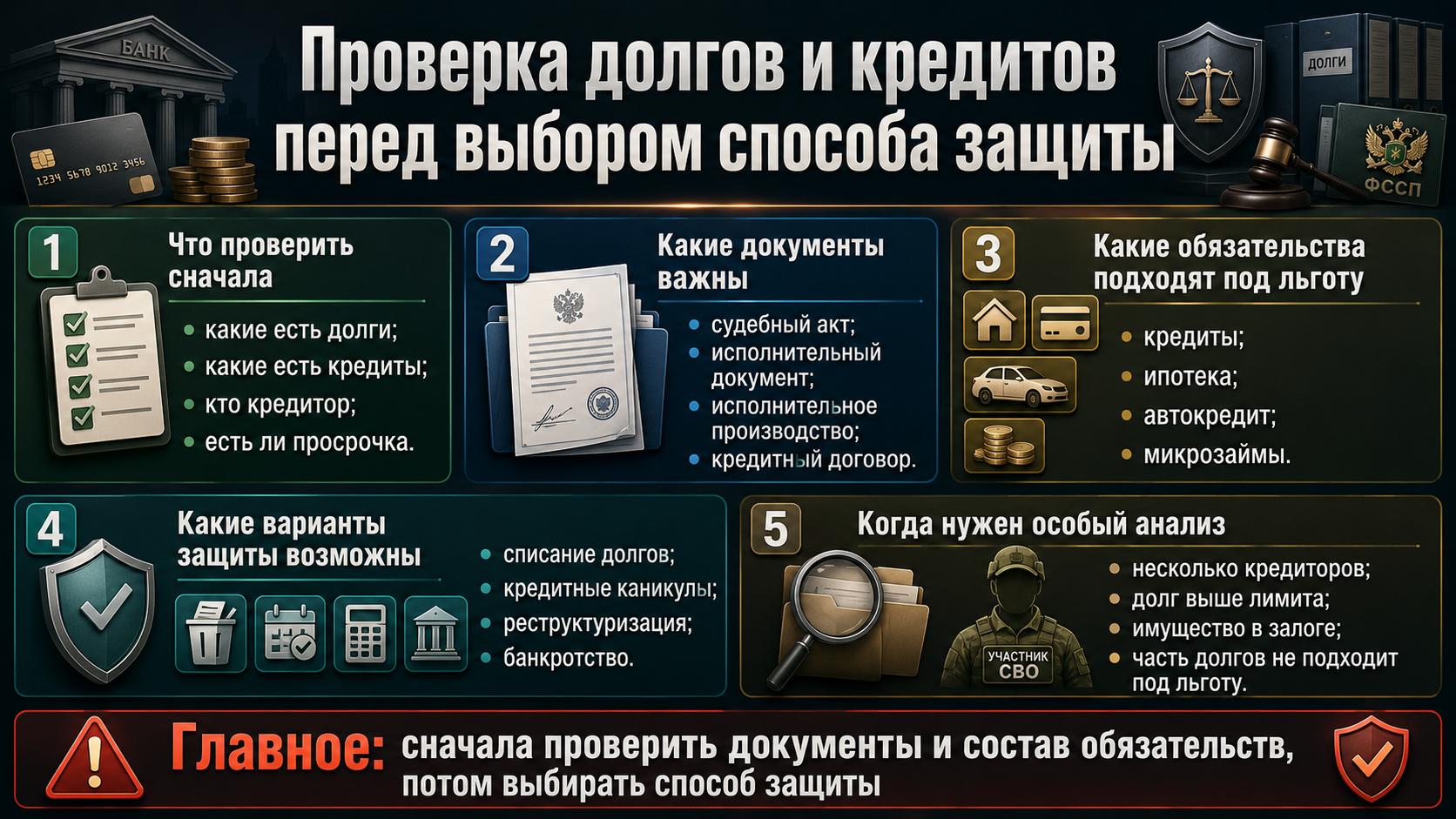 Проверка долгов и кредитов