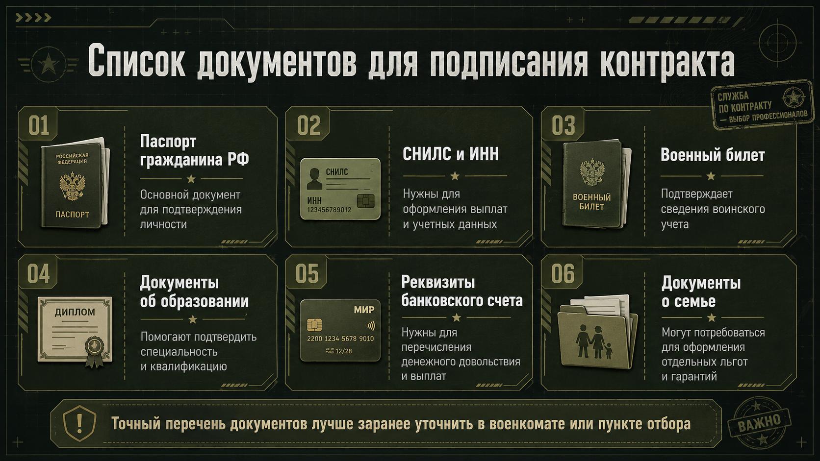 Список документов для подписания контракта
